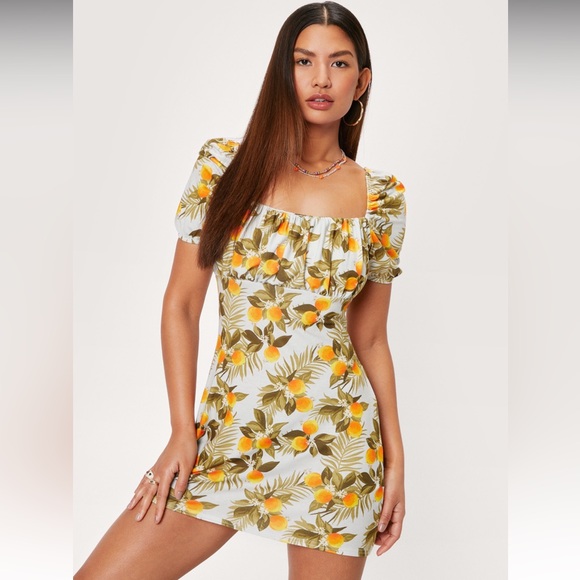 Retro Orange Print Mini Tea Dress BNWOT - Picture 1 of 5